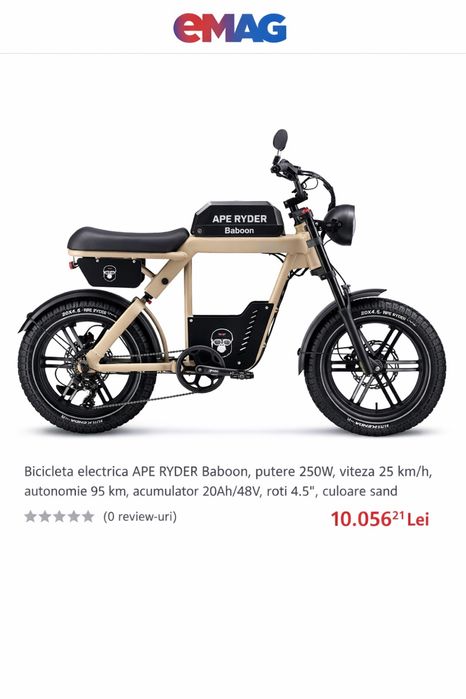 E-bike Ape Ryder Baboon / stil moped / moto electric Bacau • OLX.ro