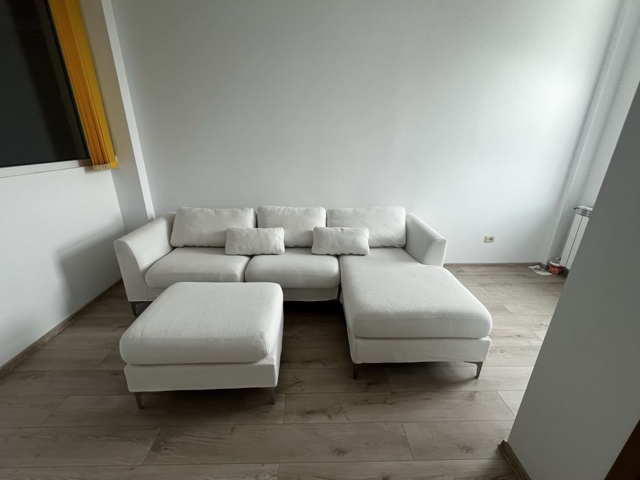 Coltar fix gri + Taburet - Ottoman