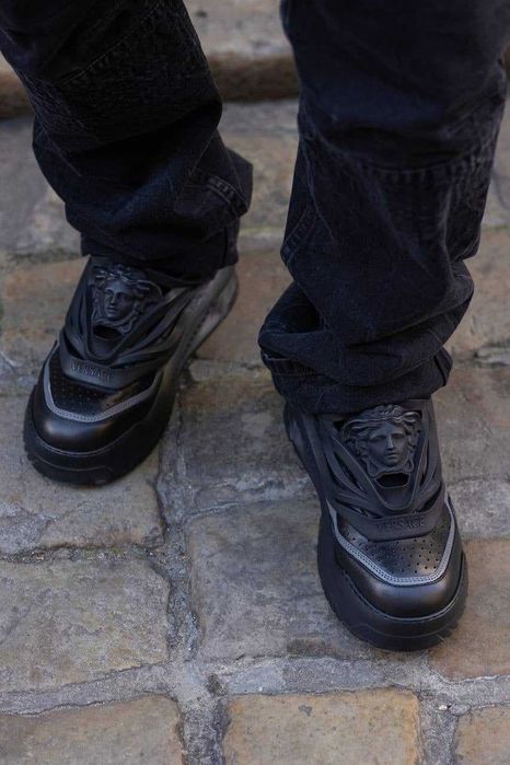 =>OFERTĂ DE IEPURAȘ<= Adidasi~sneakers high-top barbati Versace Odissea Black (dust bag + papers incluse/Livrare cu verificare)