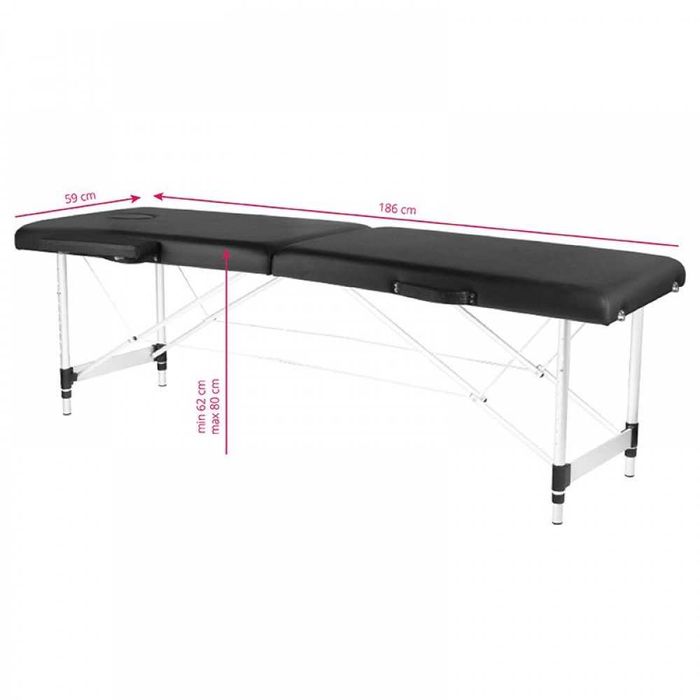 Преносима двусекторна кушетка Komfort 186х59х62/80см - бяла/черна/сива