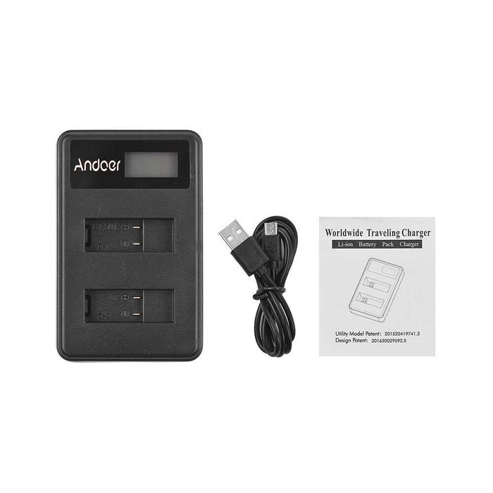 Двойно зарядно за батерии за GoPro Hero 5 Hero 6 Hero 7 Black Silver