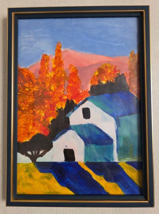 Стильная картина «Осенний пейзаж» в раме