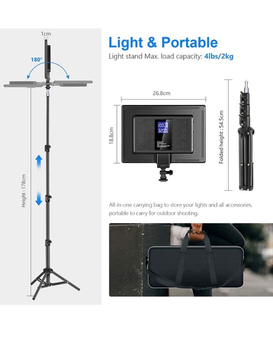 Проф. диодно осветление. + батерии. Фото. Видео. Грим. подкаст. влог