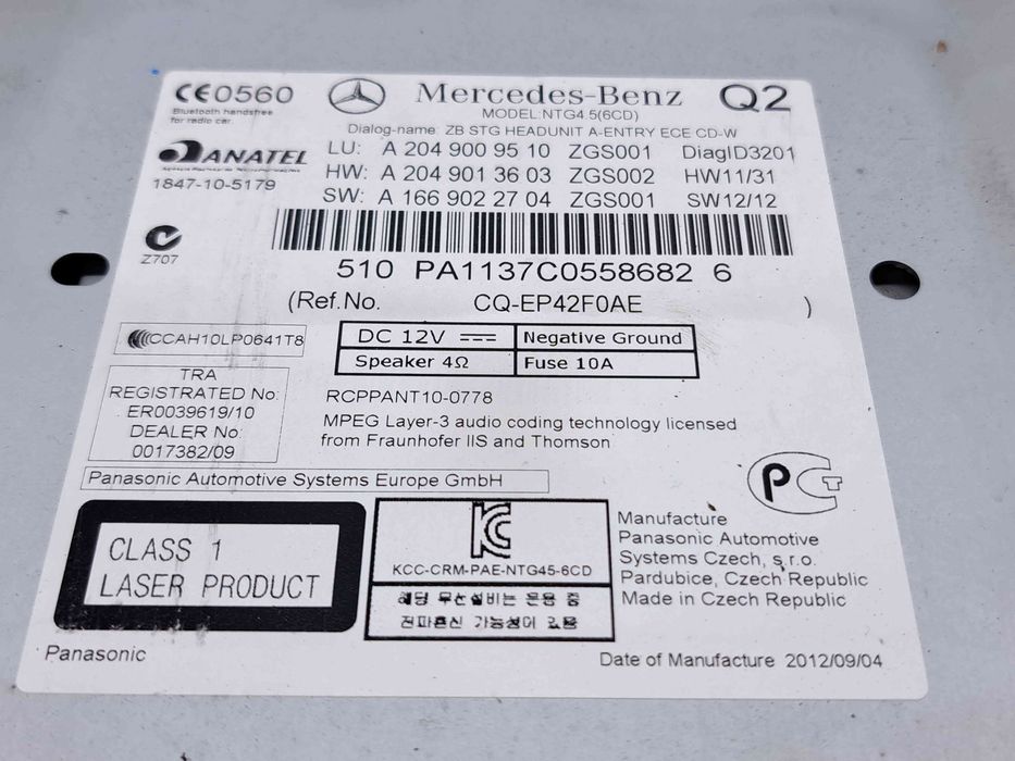 Radio CD cu navigatie Mercedes Clasa C Coupe (C204) Facelift AMG [Fab