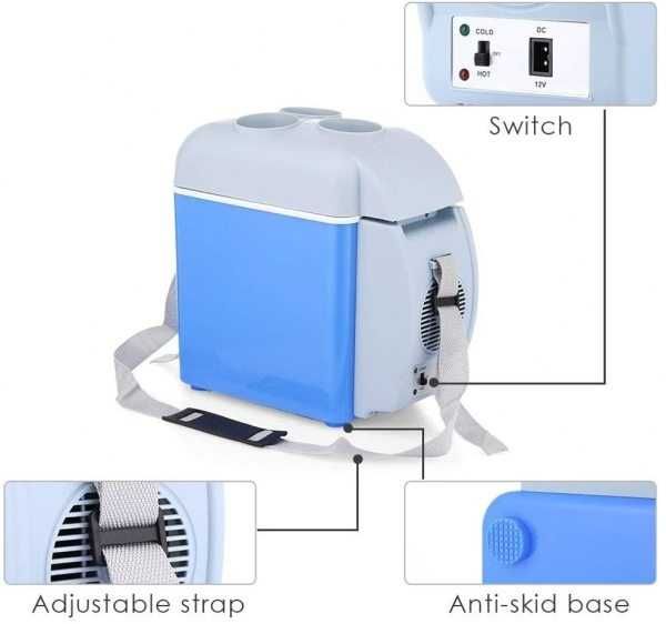 Електрическа хладилна кутия 7.5 литра със затопляне за автомобил, 12V