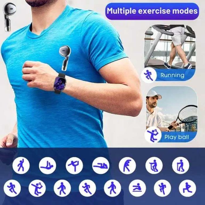 Нов D8 Smart Watch Bluetooth слушалки 2-в-1