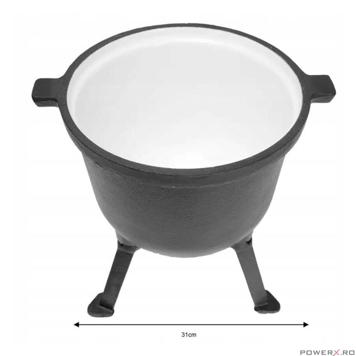 Ceaun din fonta emailata cu picioare si capac, 7litri, negru, Kinghoff