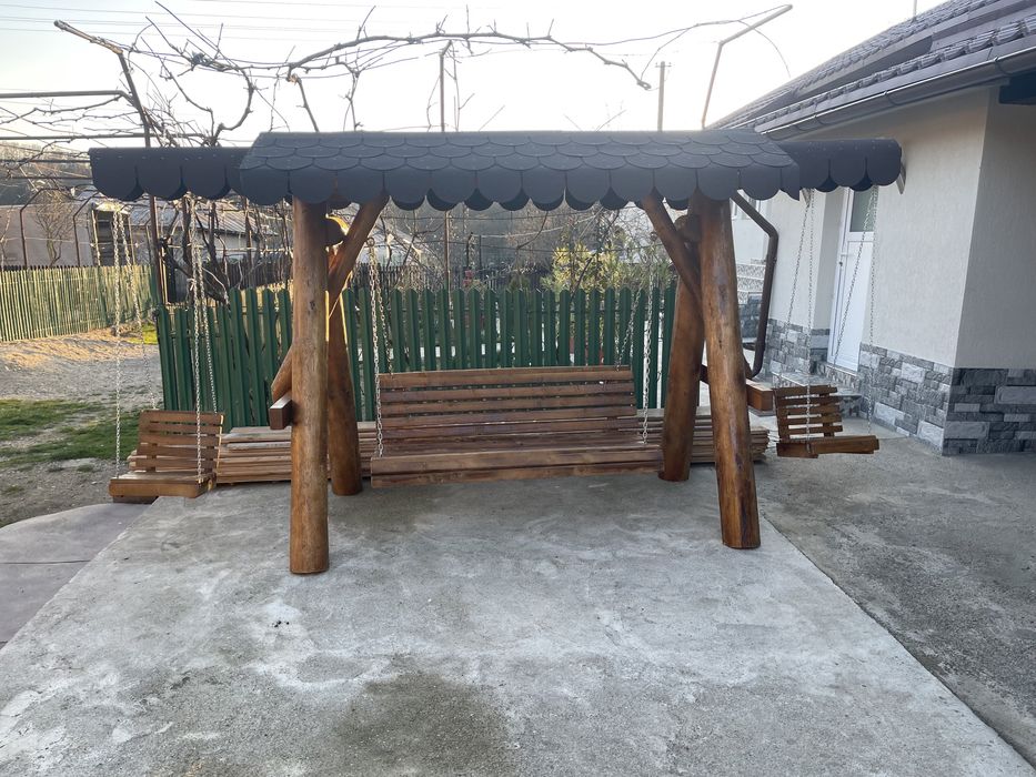 Leagan din lemn masiv pentru copii / balansor rustci