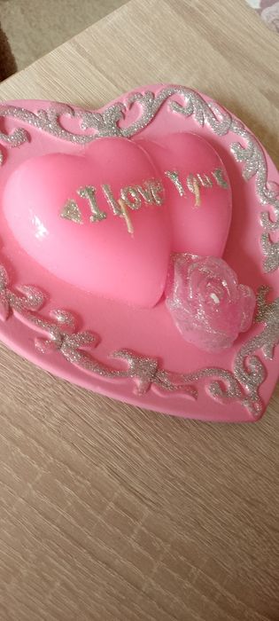 Свеча "сердечки" розовая.