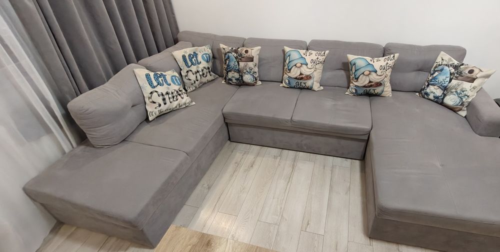 Colțar U extensibil gri