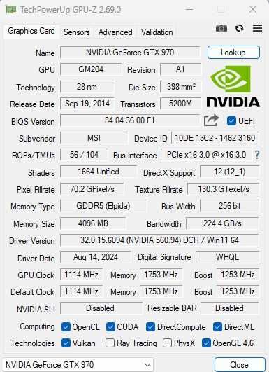 Placa video MSI GTX 970 GAMING OC 4GB DDR5 256-bit.