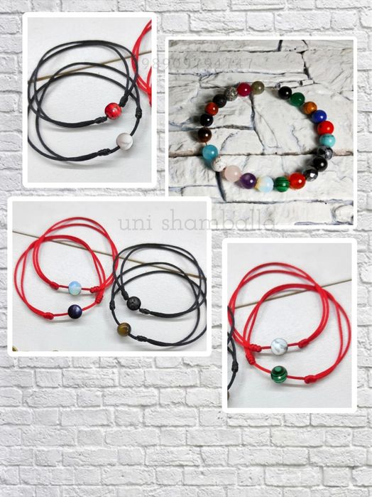 Детский оберег красная нить для ребенка с натуральным камнем.