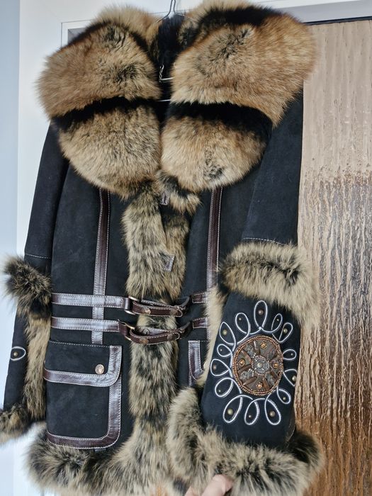 Palton din piele si blana naturala M-L