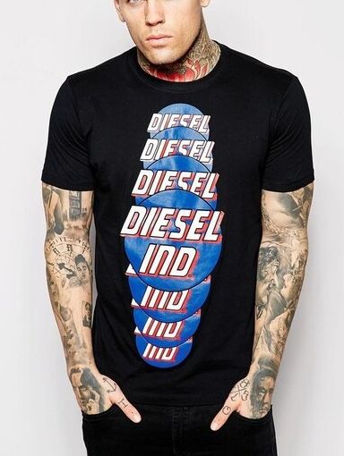 Tricou DIESEL original sigilat cu imprimeu scris 3D marime L
