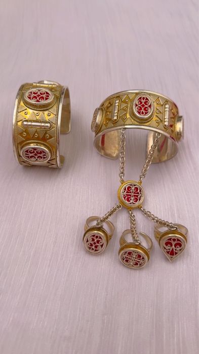 Күміс Қос білезік Алтын жалатылған