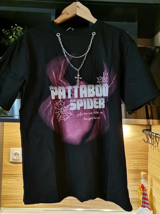 Spidier Тениски Бяла и Черна с Верижка Кръст