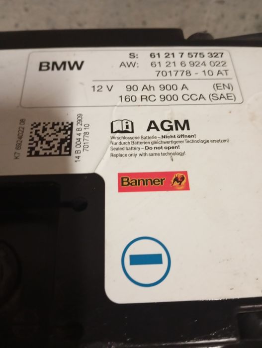 Baterie auto BMW 90 amperi Agm Start Stop import Germania stare perfecta