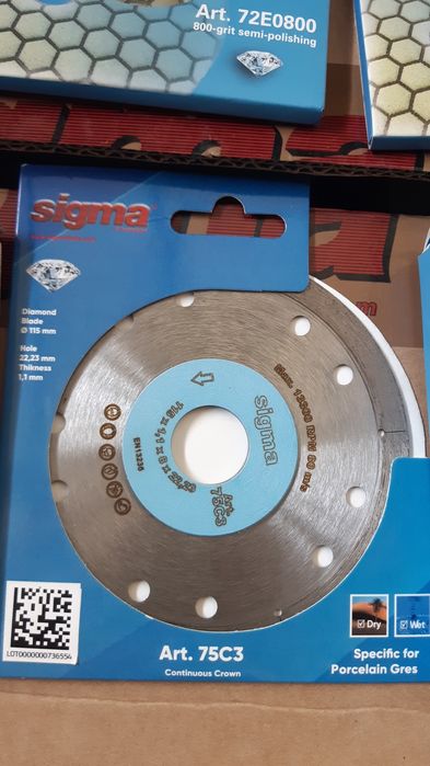 Sigma disc de tăiat,slefuit,carote,freze pentru gresie porțelanata