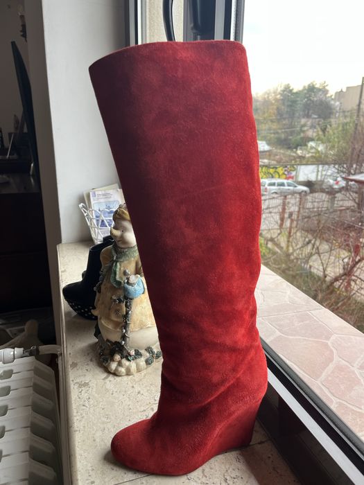 Cisme Christian Louboutin - 36,5 - piele întoarsă, roșu - ca noi