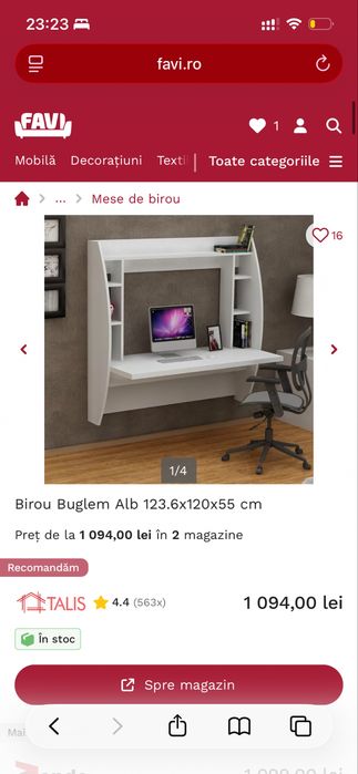 Birou suspendabil pe perete