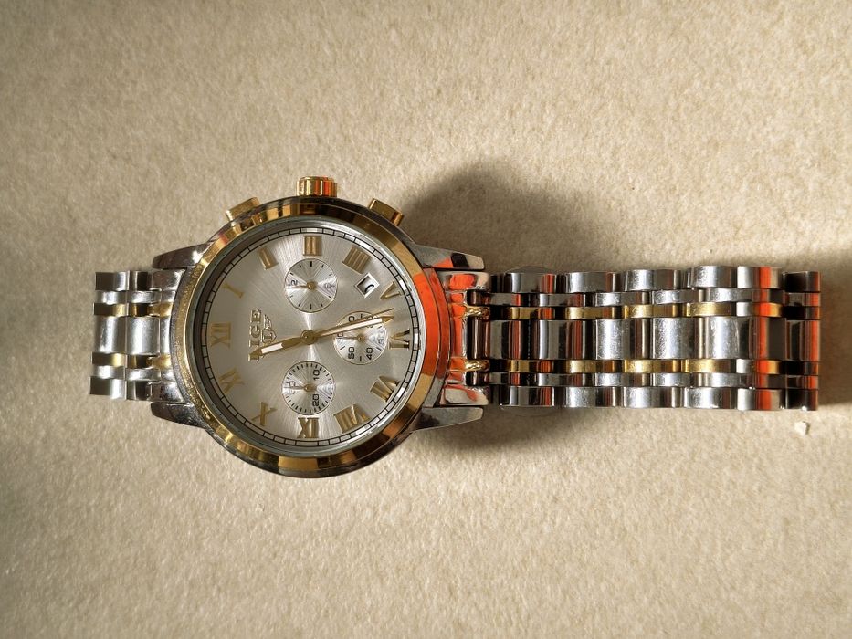 Ceas LIGE Luxury Chronograph Argintiu/Auriu Elegant