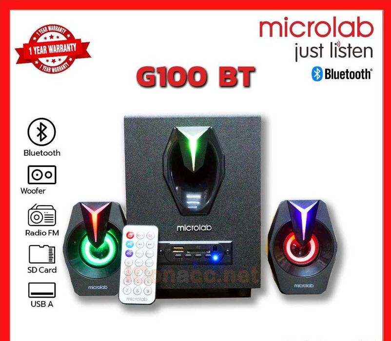 Microlab G100BT 2.1 Акустика с Bluetooth, Сабвуфером
