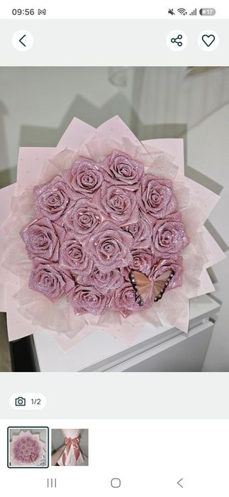 Buchet Trandafiri Roz cu Sclipici!