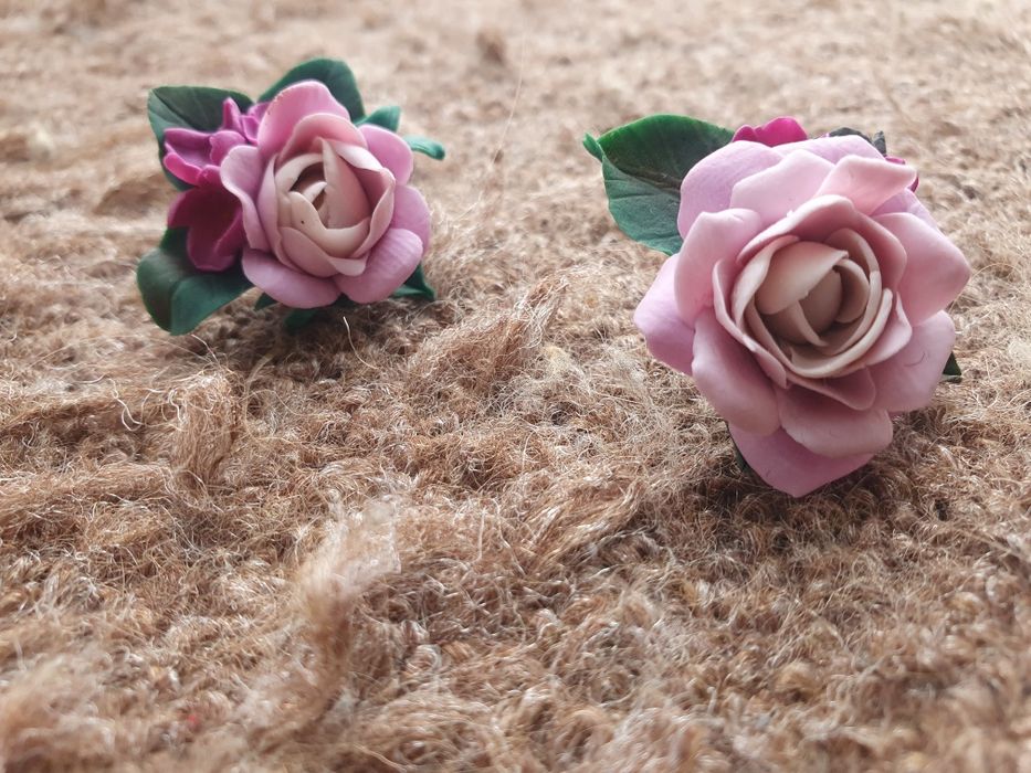 Серьги гвоздики сирень и роза