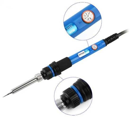 Ciocan de lipit 60W cu temperatura reglabila + 10 varfuri de rezerva