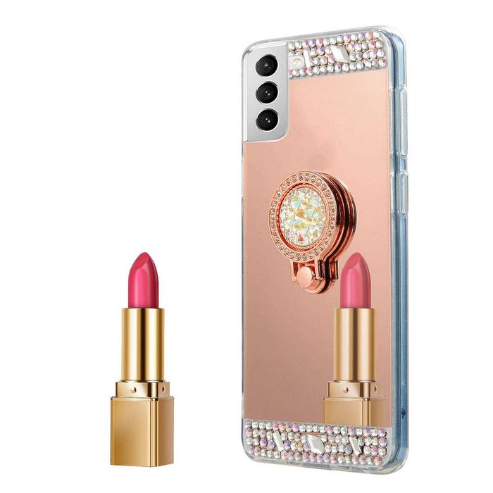 Husa oglinda, pietricele, inel pentru Samsung Galaxy S21 , S21 FE 5G