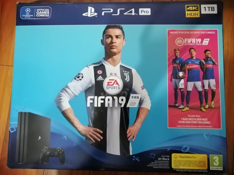 Consola Sony PlayStation 4 PS4 Pro 1TB + 2 Controllere + FIFA 19