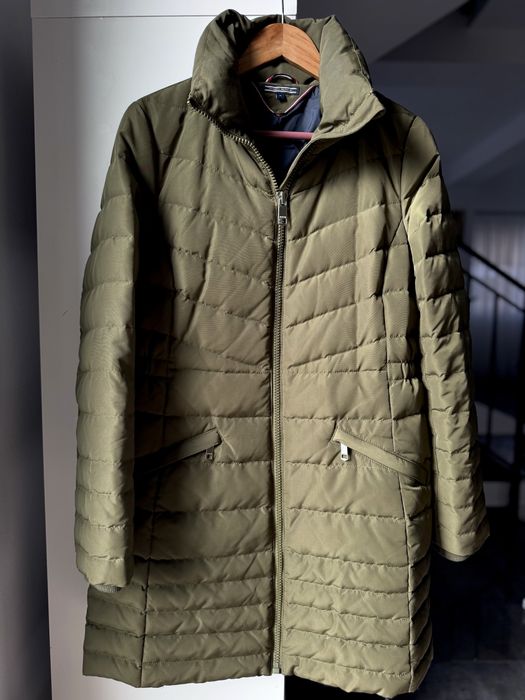 Geaca Tommy Hilfiger puf si pene, marimea M, verde olive