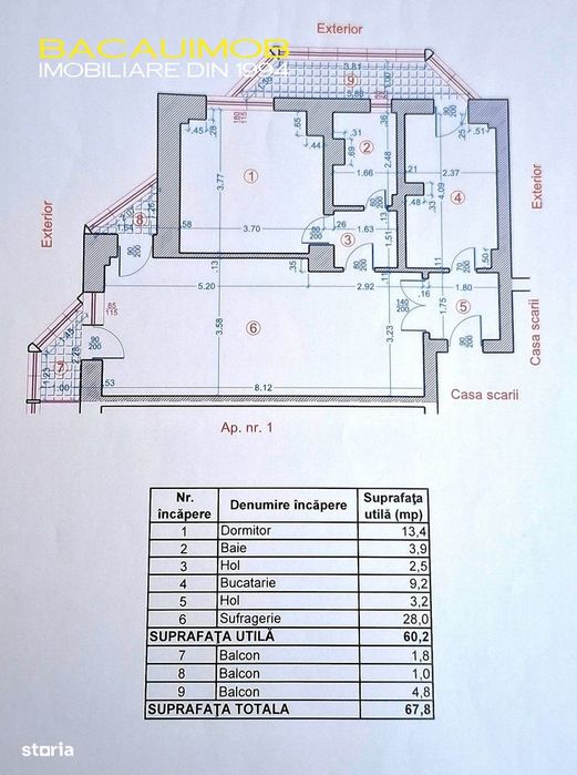 Ap. 2 camere, Etaj 1 , McDonalds,  68 mp, Tic-Tac