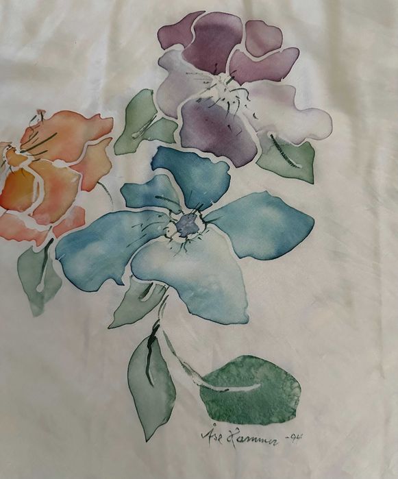 Копринен шал луксозен ръчно рисуван