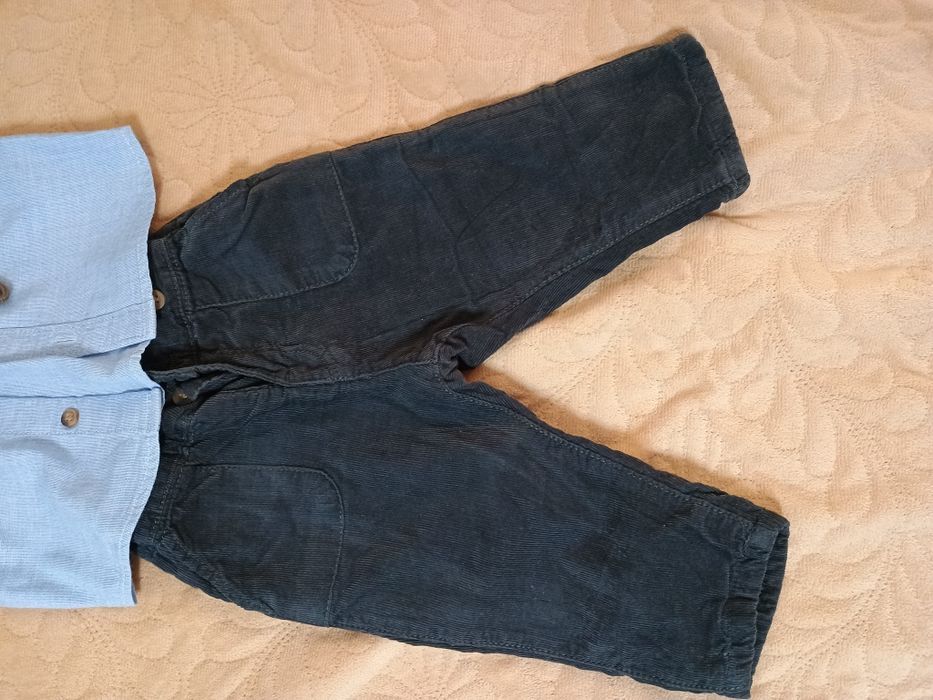 Set elegant bebe baietel cămașă, bretele si pantaloni, marca H&M, m 68