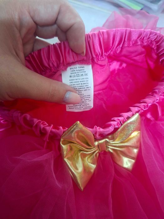 Set fusta din tulle roz si bentita