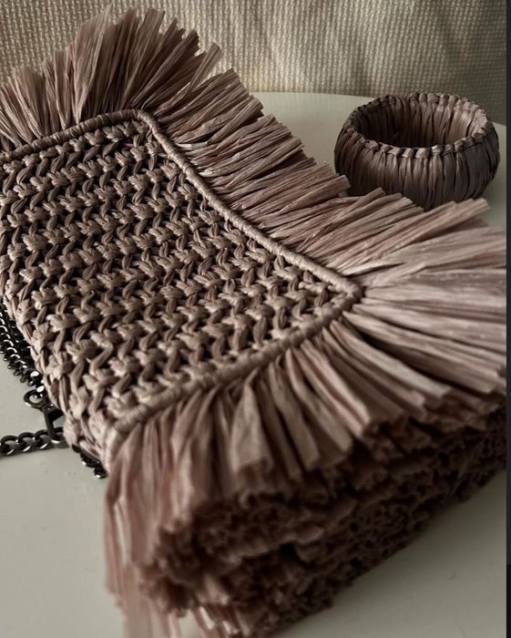 клатч макраме из рафии