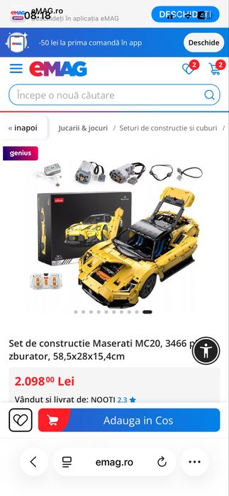 Set de constructie Maserati MC20, 3466 piese,