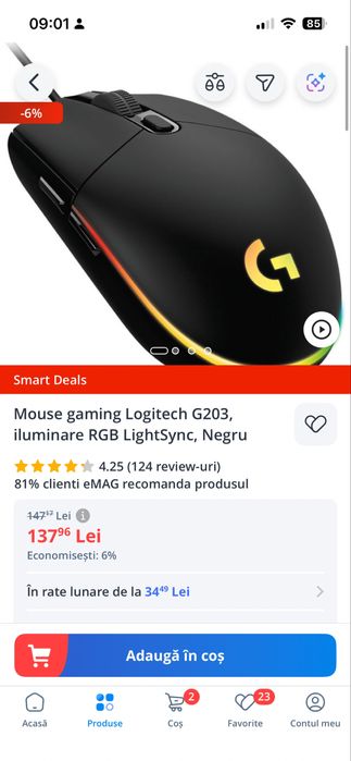 Mouse loghitech g203 full functionabil ( are soft )