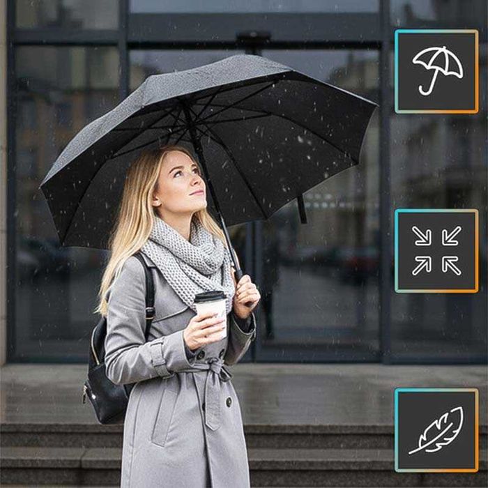 Сгъваем автоматичен чадър 110 см Malatec – ветроустойчив