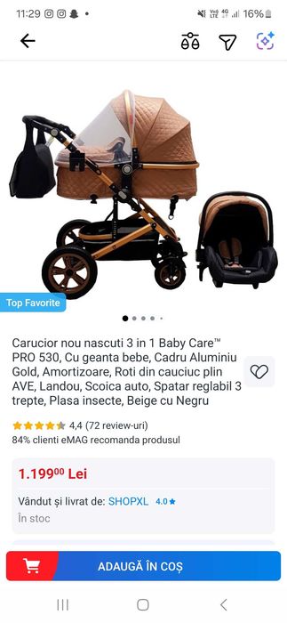 Cărucior 3 in 1 Baby Care