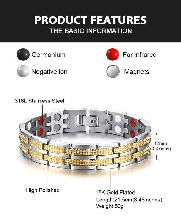 Brăţară magnetica terapeutică , placată cu aur
