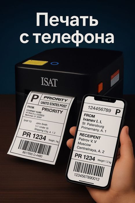 Принтер этикеток для (Каспий, Озон, Wildberries) USB Bluetooth