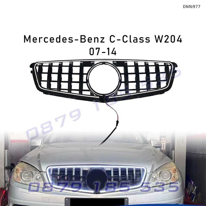 Решетка тип GT LED светлина за Mercedes C W204 2007-2014 – DMb977 предна тунинг грил гт светеща мерцедес ц клас predna reshetka sveteshta