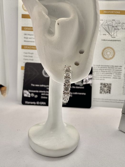 Сребърни обеци с мойсанит (Диамант) 1 карат