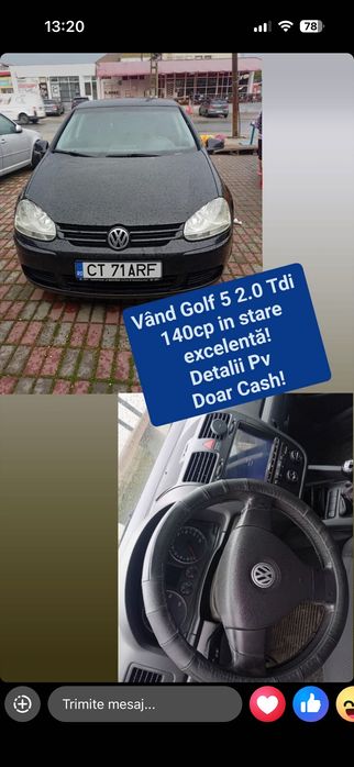Vând Golf 5 2.0 Tdi