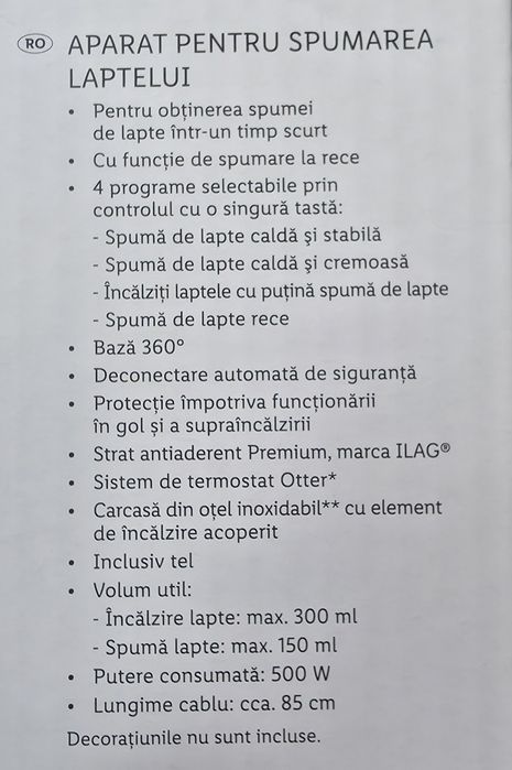 Aparat spumat lapte nou