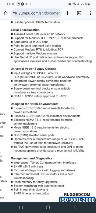 Serial- to -Ethernet converter RUGGEDCOM RMC30 siemens