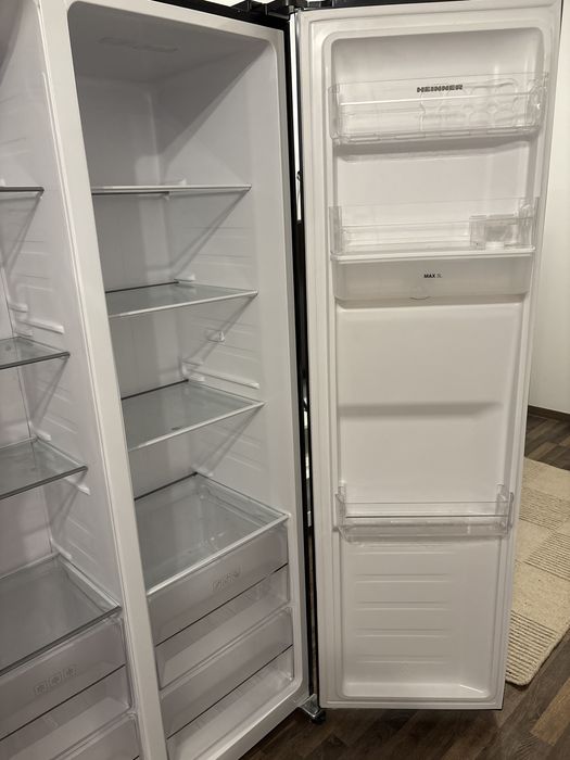 Frigider Side By Side Heinner HSBS-H439NFBKWDE++, 439 L, Full No Frost, 177 cm, Negru