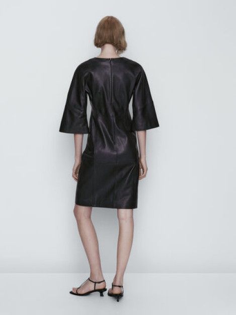 Rochie din piele nappa Massimo Dutti